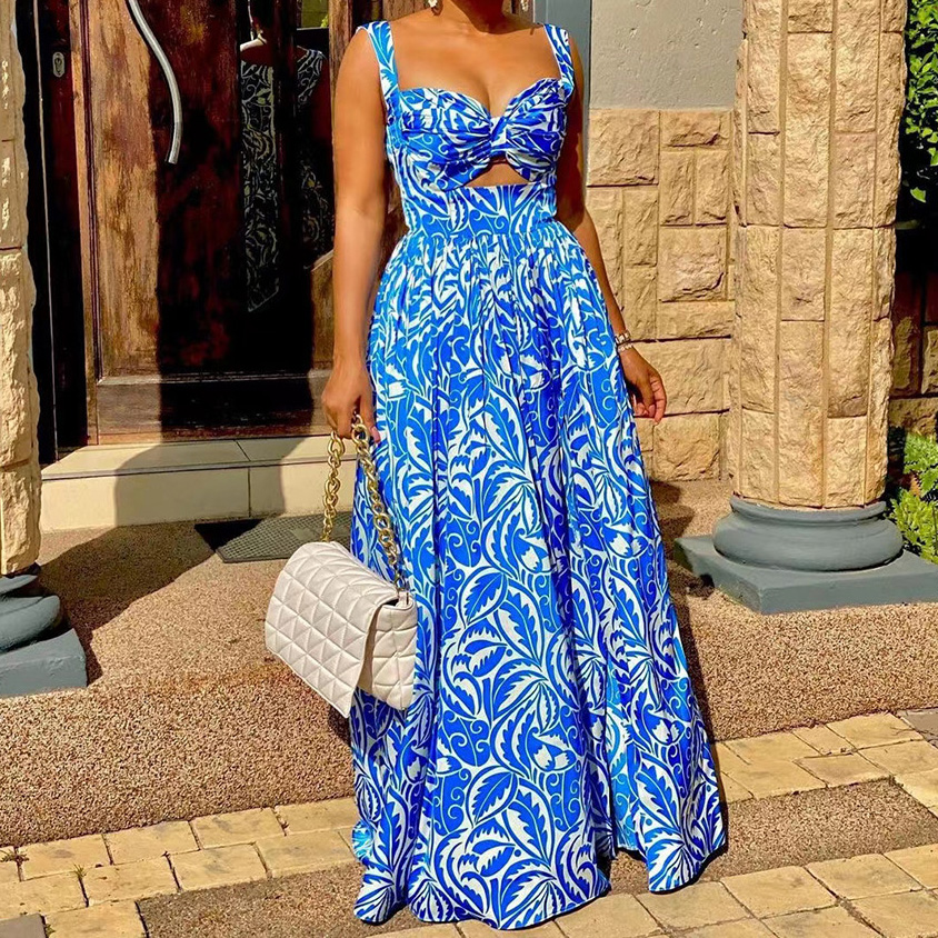 Women's Floral Sleeveless Cami Dress Cut Out Beach A Line Midi Dresses