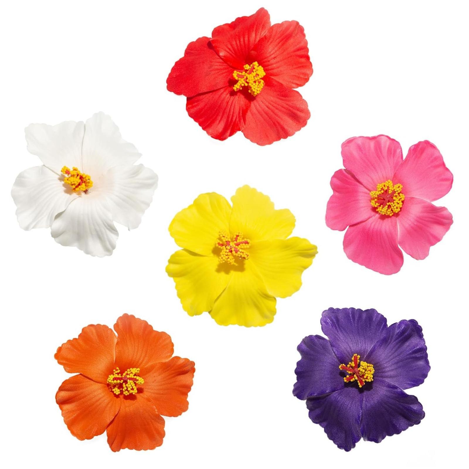 Hawaiian Flower Hair Clips for Women, 6Pcs Plumeria Claw Clips for Think Thin Hair, Artificial Flower Clips for Vacation Beach Party
