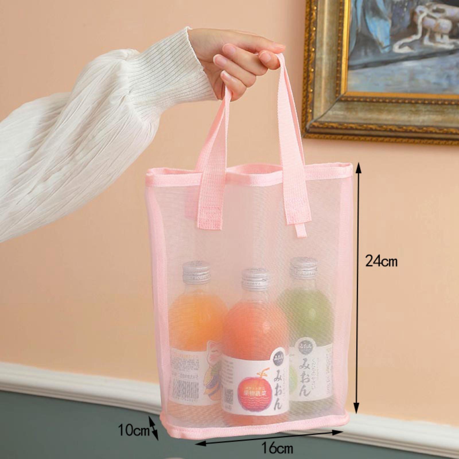 大容量简约网纱手提包网眼收纳袋女生外出手拎包化妆洗漱收纳