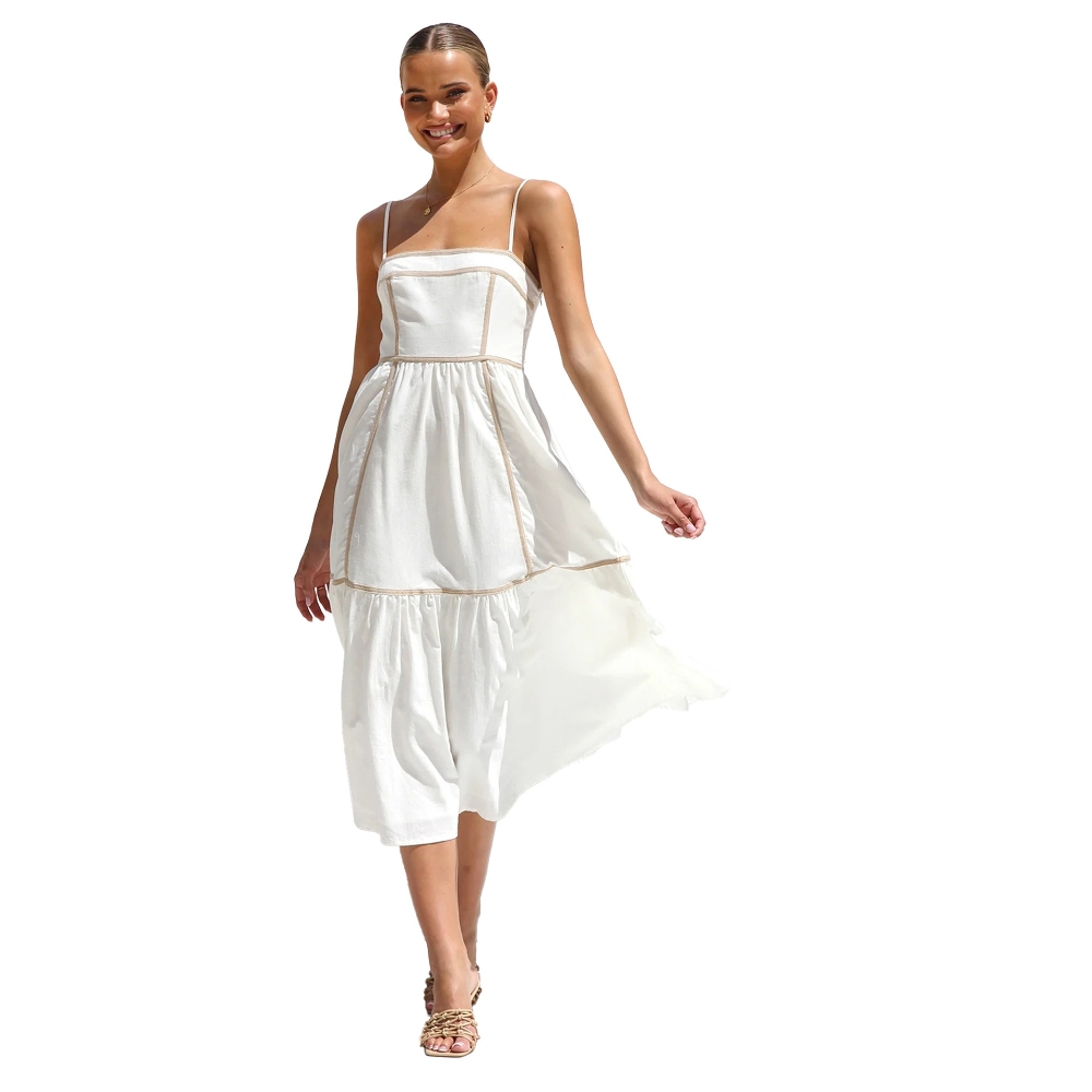 25年清新甜美字裙中长款小吊带连衣裙