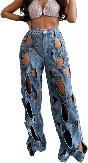 Women's Baggy Barrel Jeans Wide Leg Mid Rise Y2K Boyfriend Jeans Casual Floral Printed Ankle Denim Pants