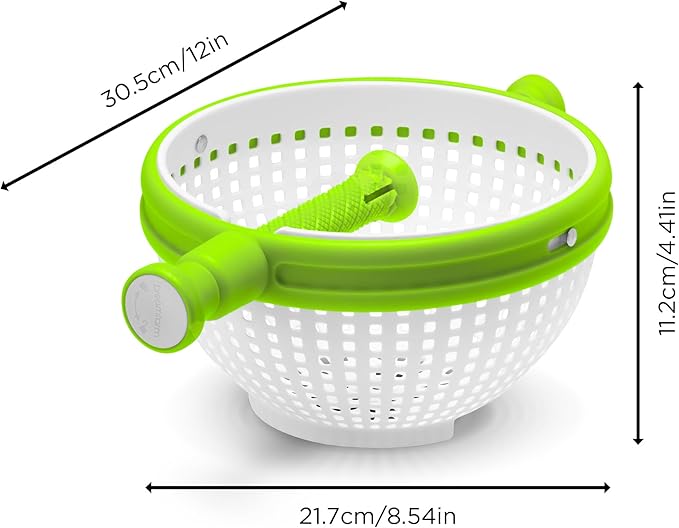 2-In-1 Easy-To-Use, Collapsible Salad Spinner & Straining Colander for Salad, Fruit, Vegetable, Lettuce - White/Green