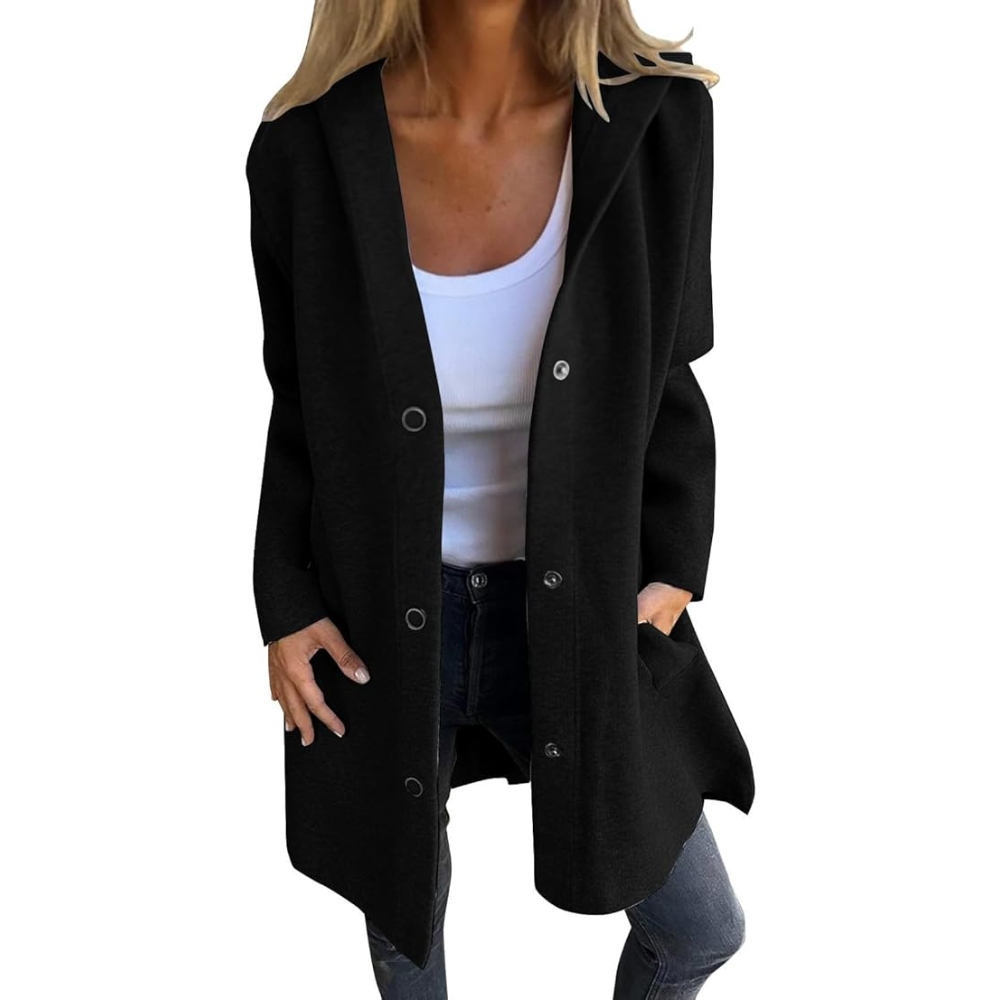 2024亚马逊速卖通独立站_秋冬纯色休闲单排扣连帽夹克外套