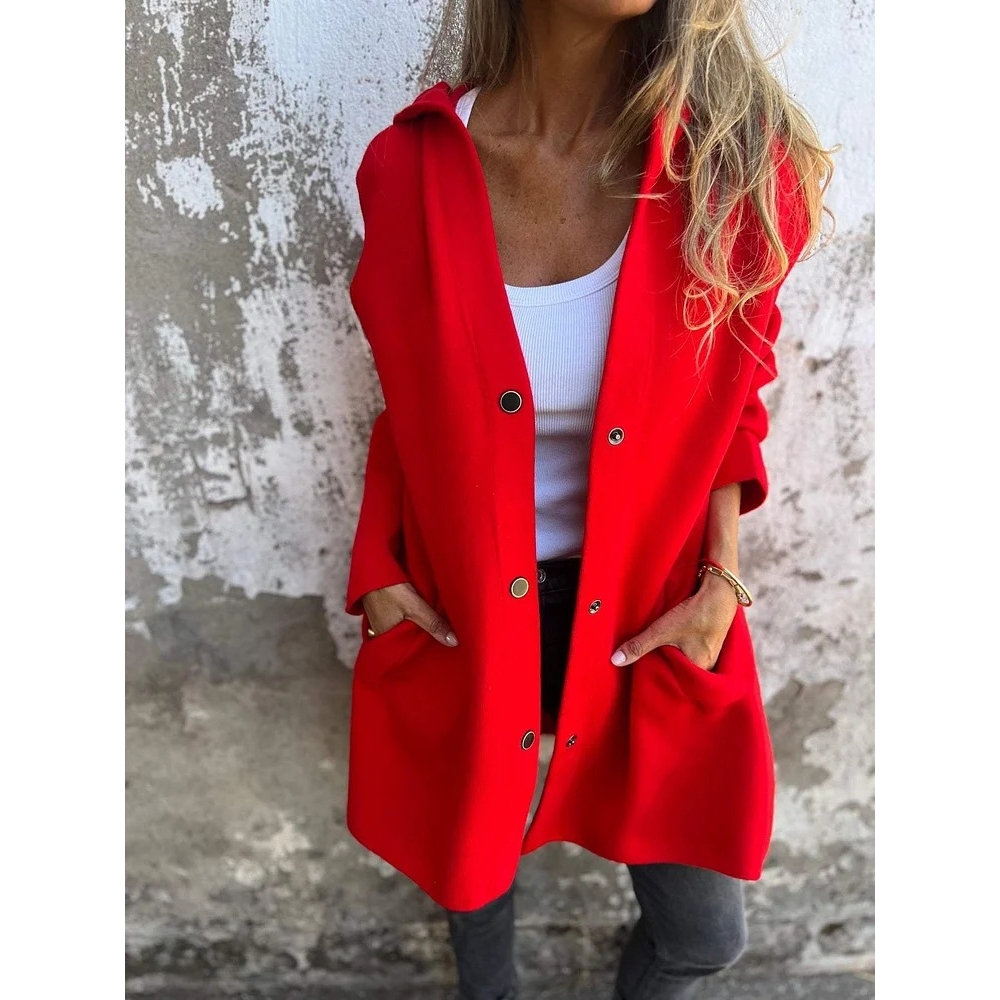 2024亚马逊速卖通独立站_秋冬纯色休闲单排扣连帽夹克外套