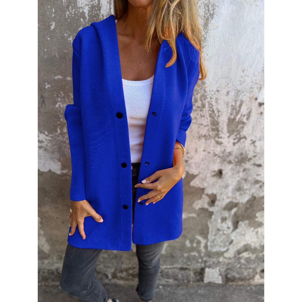 2024亚马逊速卖通独立站_秋冬纯色休闲单排扣连帽夹克外套