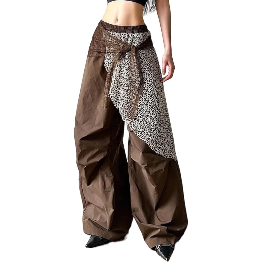 美式复古褶皱叠叠乐神裤女夏薄款宽松显瘦辣妹休闲阔腿工装拖地裤