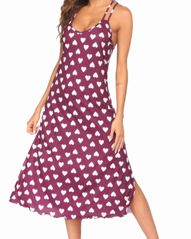 女式长睡袍，柔软舒适的睡衣，睡衣，无袖睡衣，休闲棉睡衣