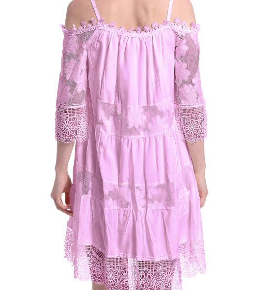 Womens Sexy Off The Shoulder Dresses Floral Embroidery Spaghetti Straps Flowy Boho Lace Tulle Mini Dress