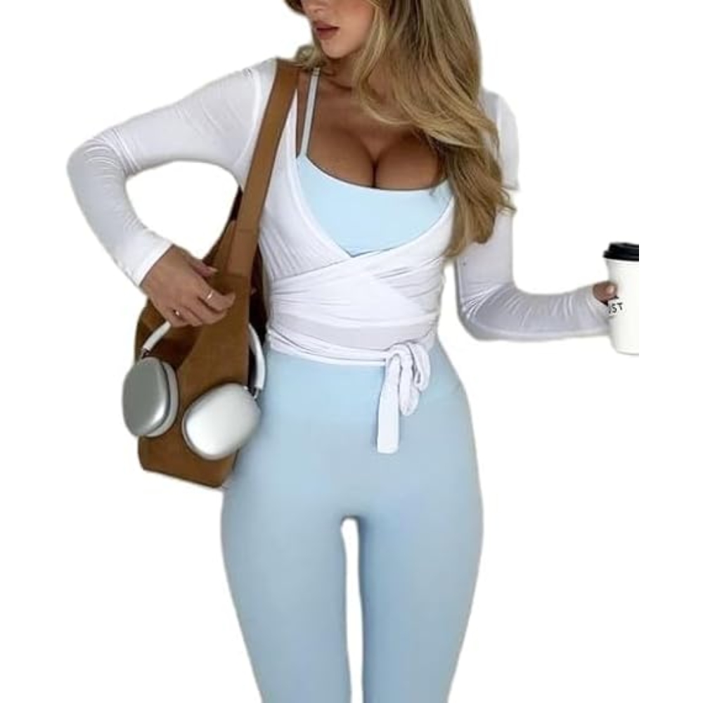 2025春季新款长袖运动上衣女欧美时尚潮流针织衫舒适透气罩衫