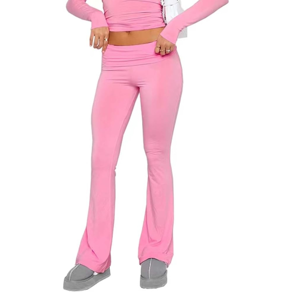 Women's Y2K Skinny Pants Flare Leggings Low Rise Stretchy Yoga Sweatpants Solid Color Tummy Contral Sweatpants Lounge Comfy Daily Streetwear    