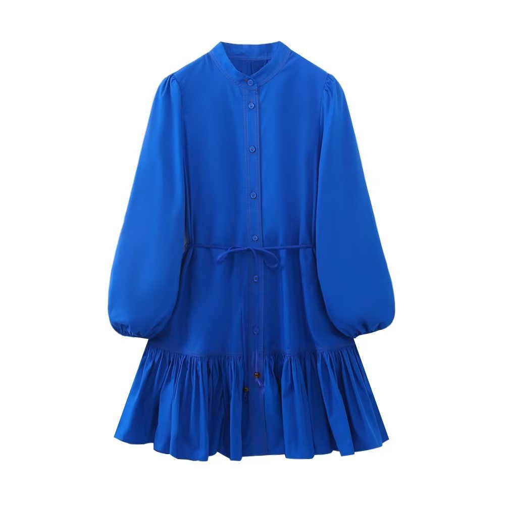 Summer Women's Round Neck Button-Down Shirt Dress Button-Up Shirt-Style Midi Dress New Arrival Summer Dress