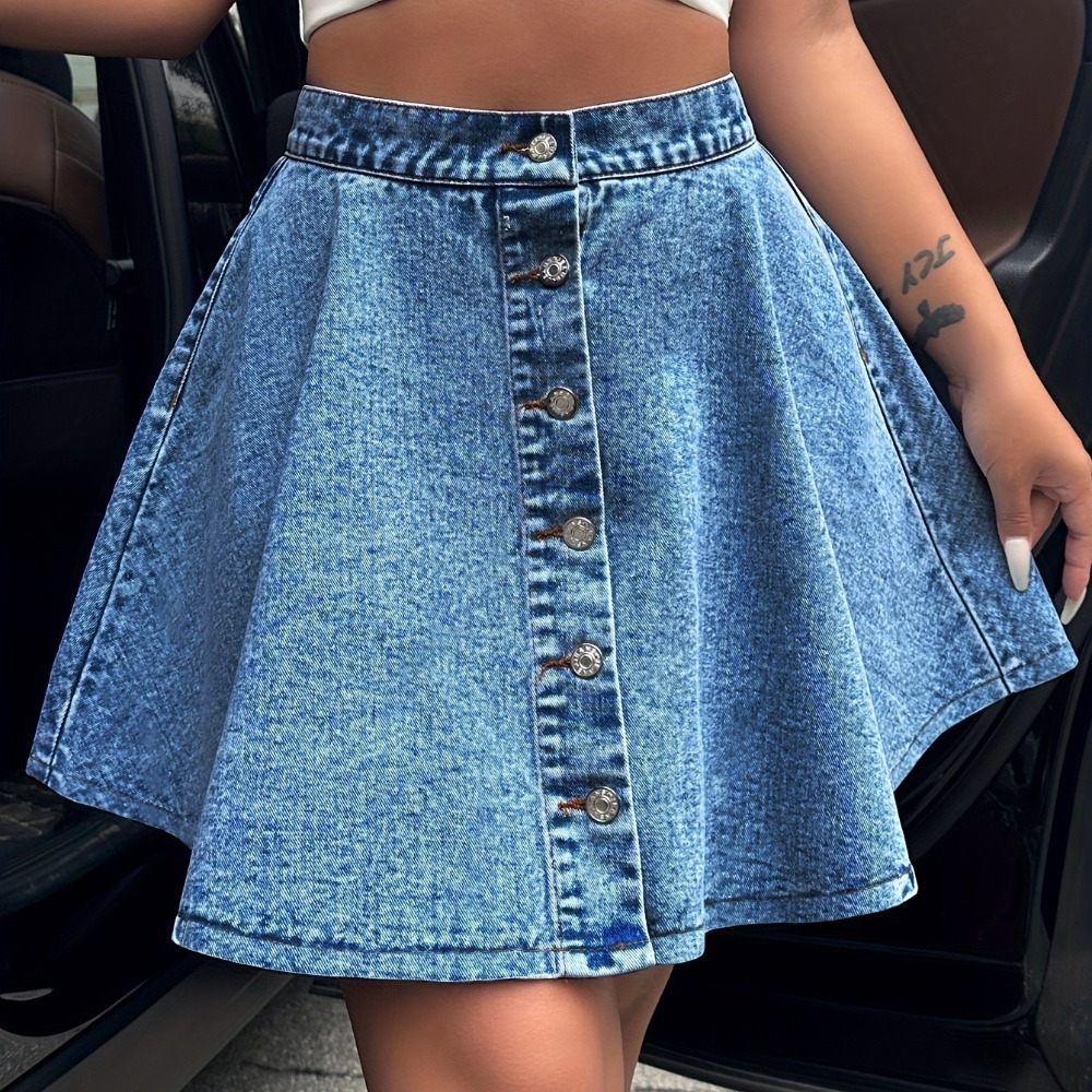 Women's High-Waist Loose Denim Skirt Trendy Slimming Midi Skirt Casual High-Waist Denim Fashion