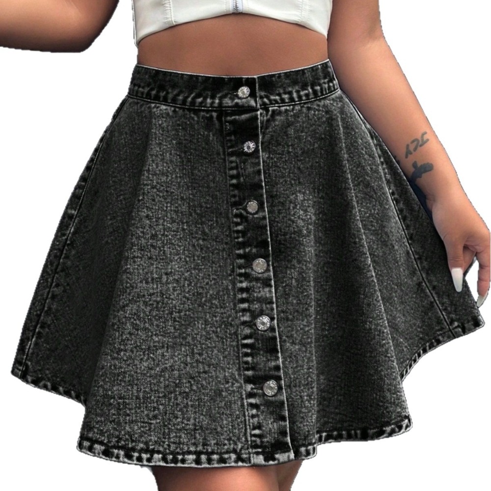Women's High-Waist Loose Denim Skirt Trendy Slimming Midi Skirt Casual High-Waist Denim Fashion