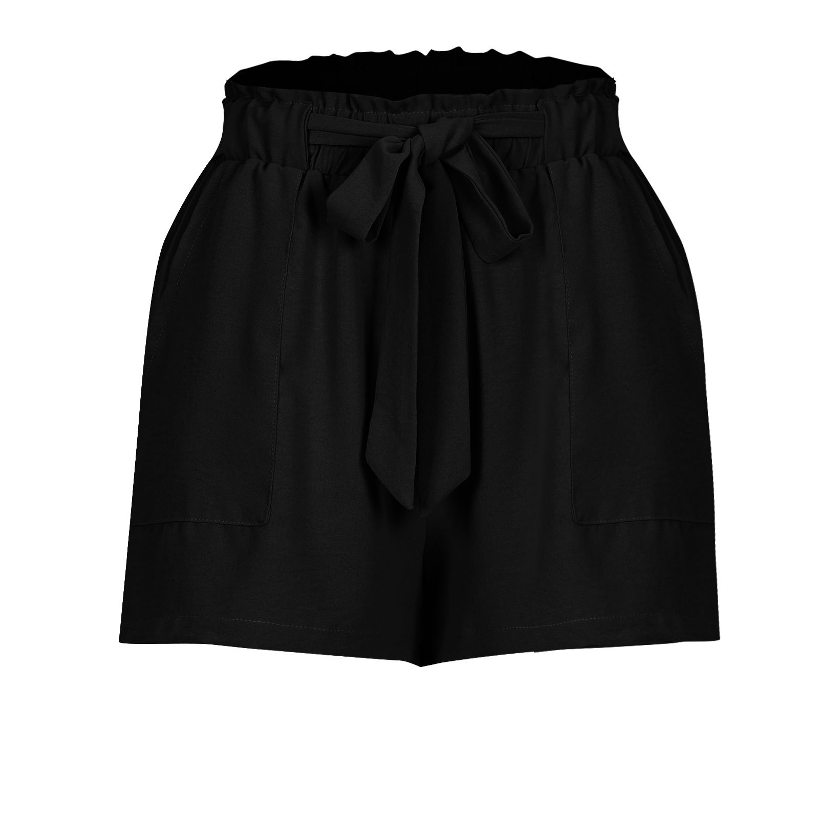  Women's Summer Solid Color Shorts with Pockets Casual Loose Fit Bowknot Tie Waist High Waisted Shorts Lightweight Beach Vacation Business Office Shorts    