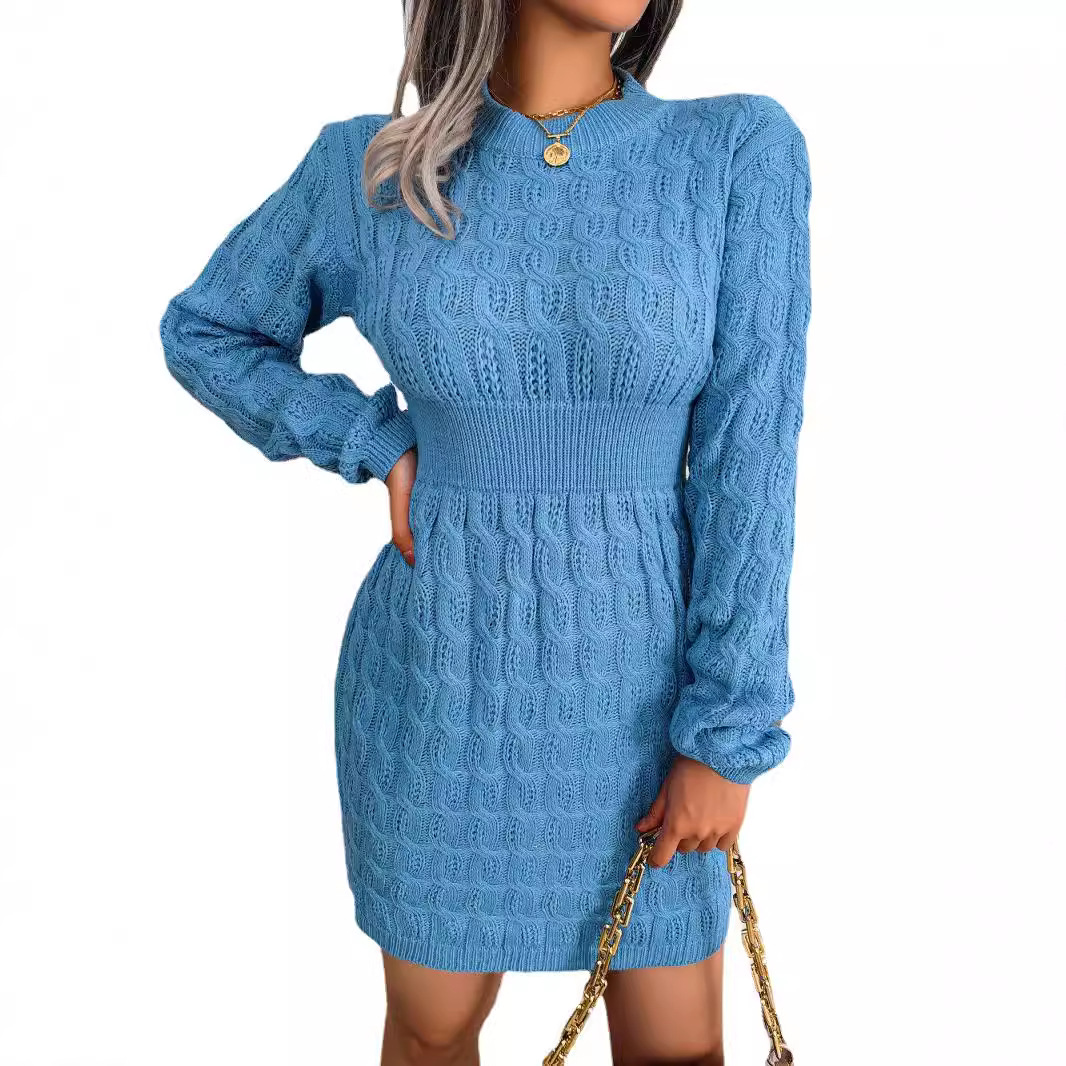 Women's Relaxed Fit Waist-Contracted Bodycon Sweater Dress Cozy Knit Midi Chic & Comfortable
