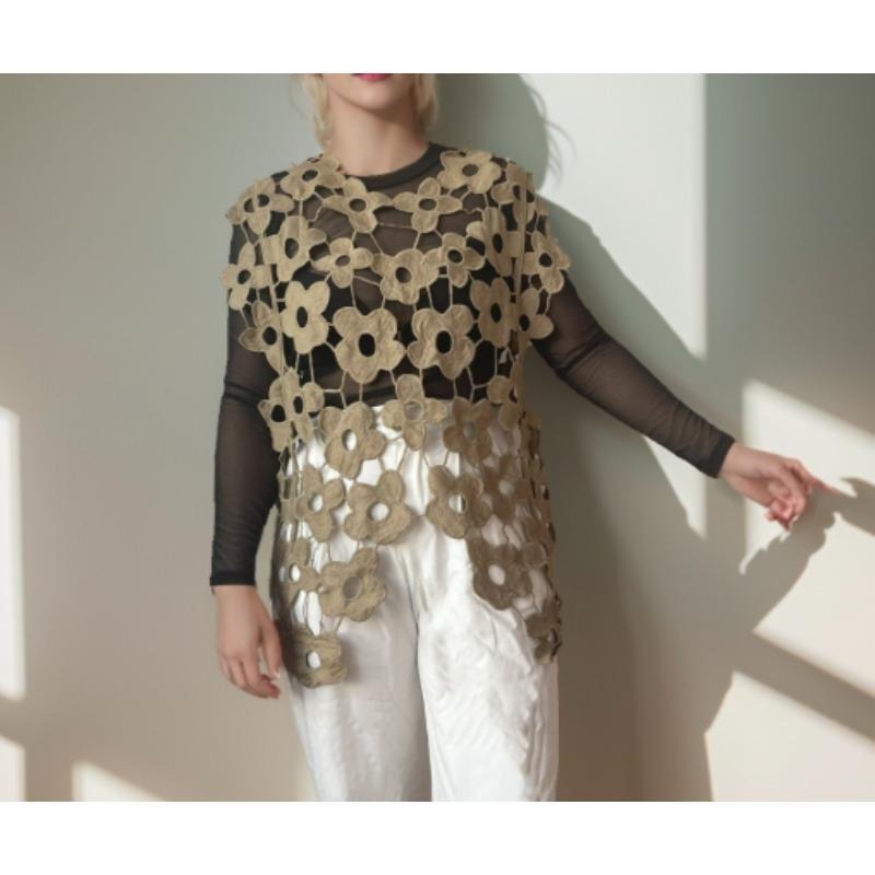 Women's Hollow Out Floral Vest Sleeveless Summer Cropped Tops