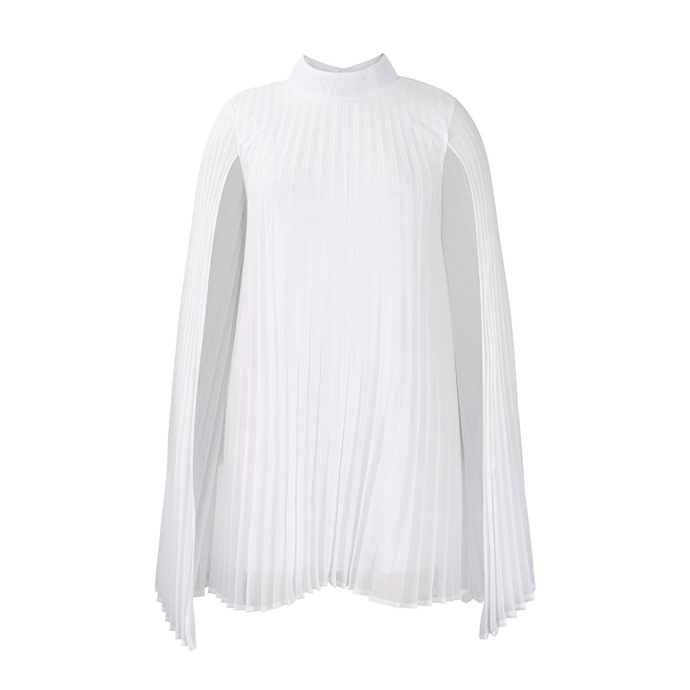 外贸女装2023新款气质时尚雪纺套头斗篷蝙蝠袖大码跨境连衣裙