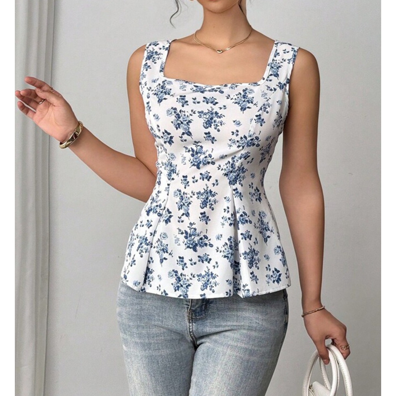 贸2025夏季欧美度假风碎花小背心吊带上衣系带女