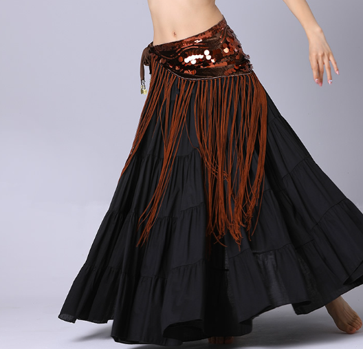 Sequin Flapper Skirt with Belly Chain and Egyptian Tassels for Gathering Dance
