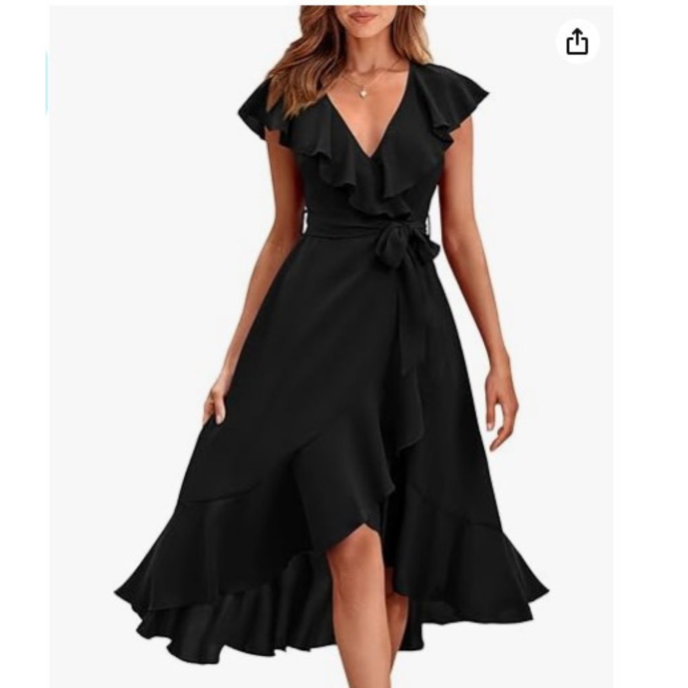 Women's Summer Cross Midi Dress Flowy Ruffle Deep V Neck Sleeveless Long Dress Elegant Trendy Ruffle Split Hem Long Dresses with Tie Belt Solid Color Boho Daily Work Office Party Cocktail Beach Dress