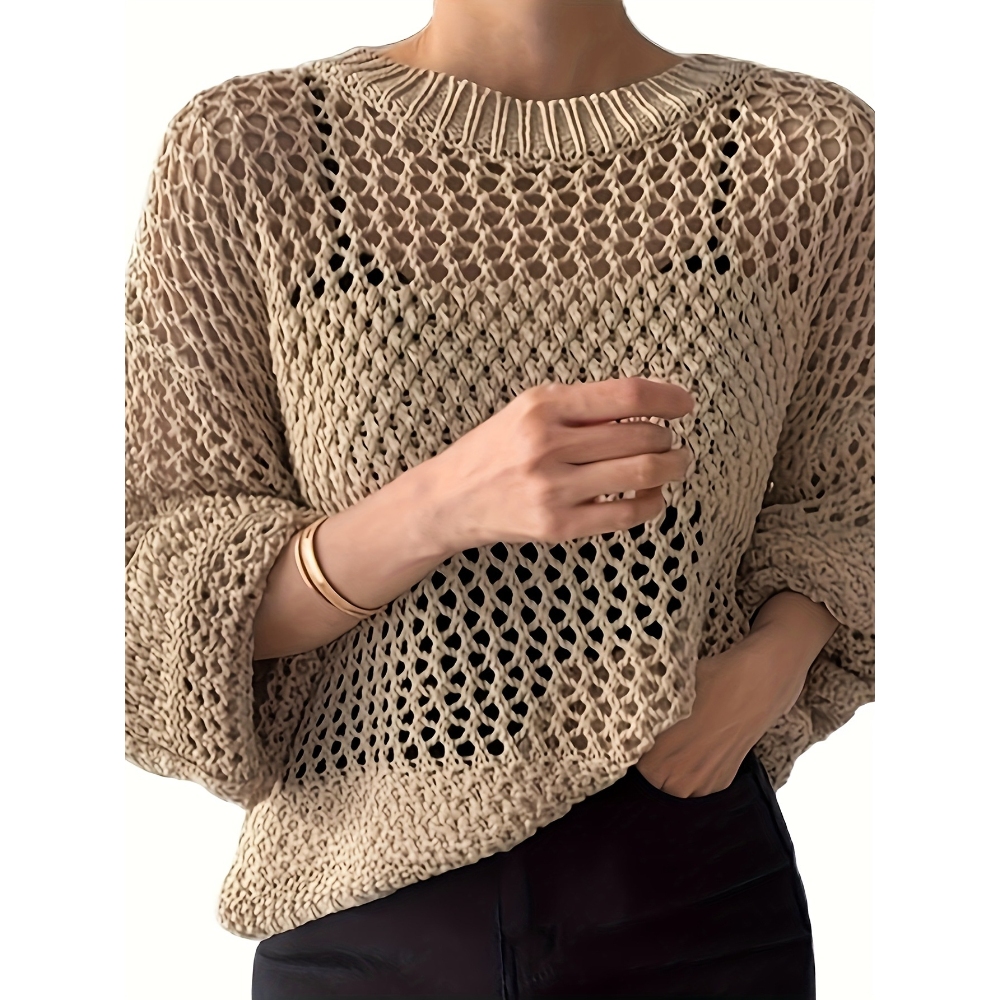 欧美2025春夏季新款洋气针织镂空薄款防晒长袖针织罩衫上衣针织衫