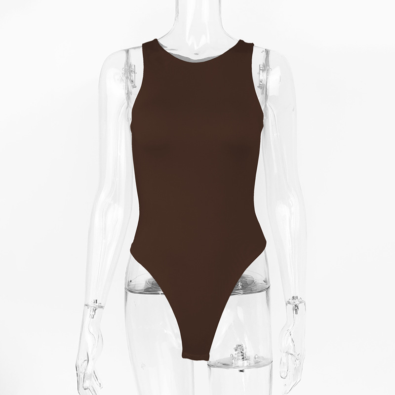 2025夏季新款亚马逊女装欧美紧身无袖上衣双层背心连体衣