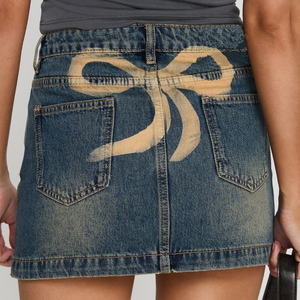 Women's New Arrival Stretch Denim Mini Skirt with Print - Skinny Bodycon Fit Sexy Hip-Hugging Skirt