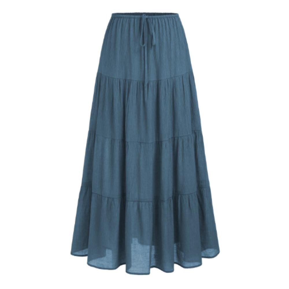 Trendy Long Skirts for Women Boho Summer A-Line Elastic High Waist Dress with Pockets