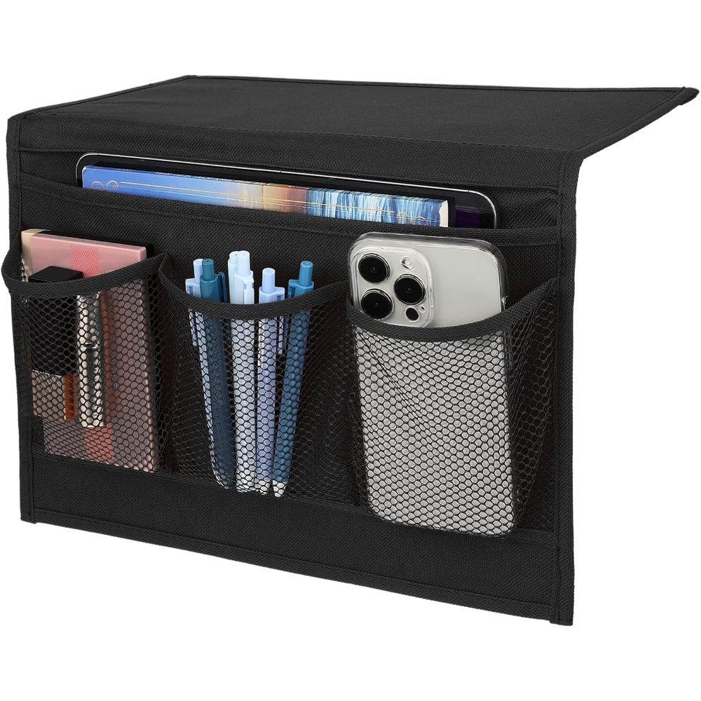 Bedside Storage Organizer with Pockets, Bedside Caddy, Remote Control Holder Armchair Couch Caddy Sofa Armrest Bag, bed accessories