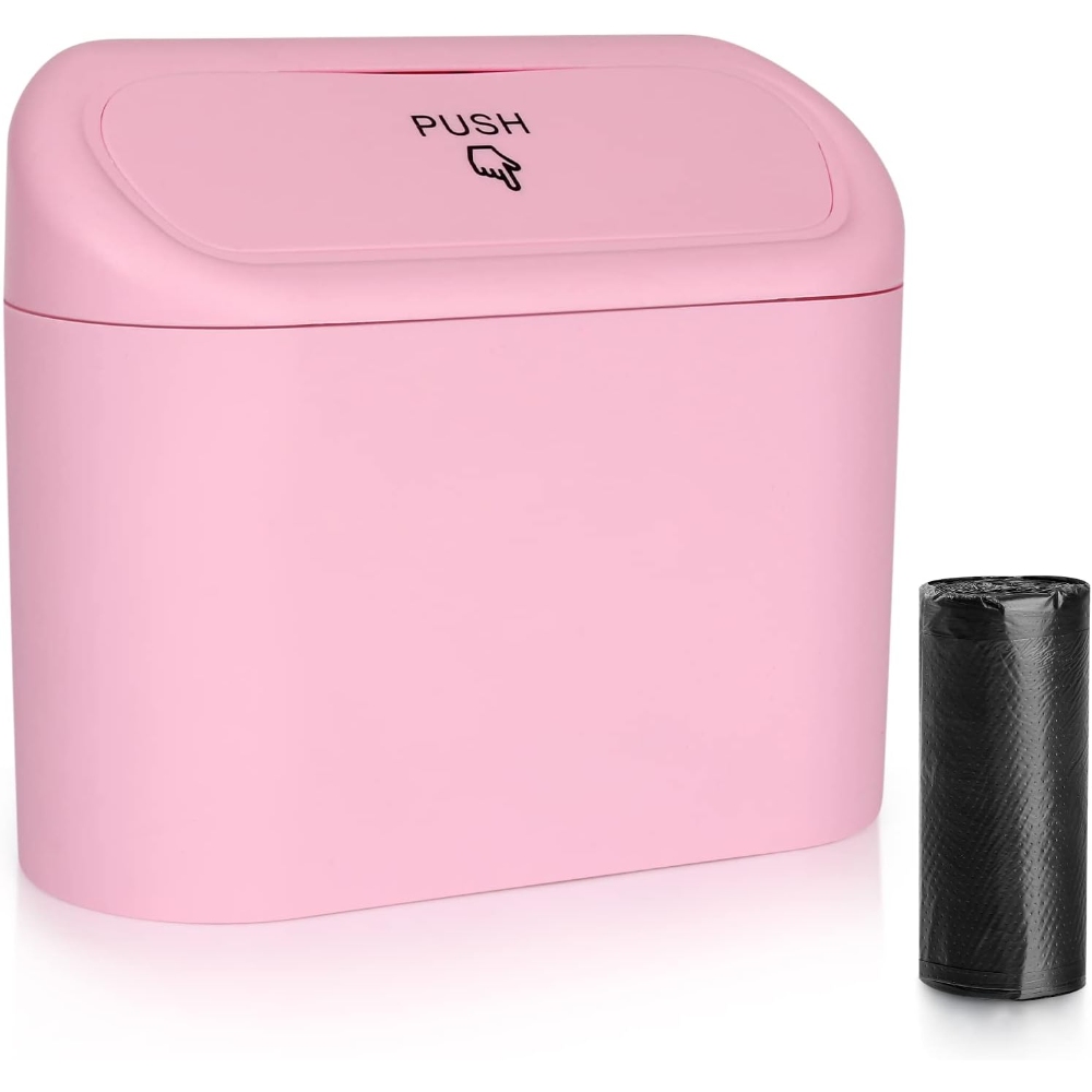 带盖汽车垃圾桶，车辆垃圾桶垃圾分类收纳架，配一个卷袋，适用于汽车、SUV和办公室的迷你防漏储物盒