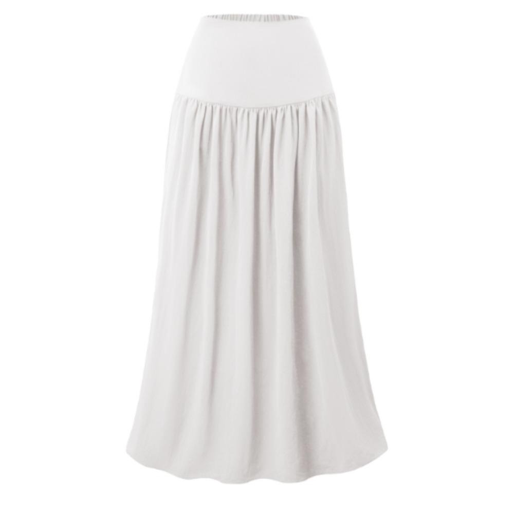 Women's Pleated Flowy Long Skirts High Waist Maxi Skirt with Pocket