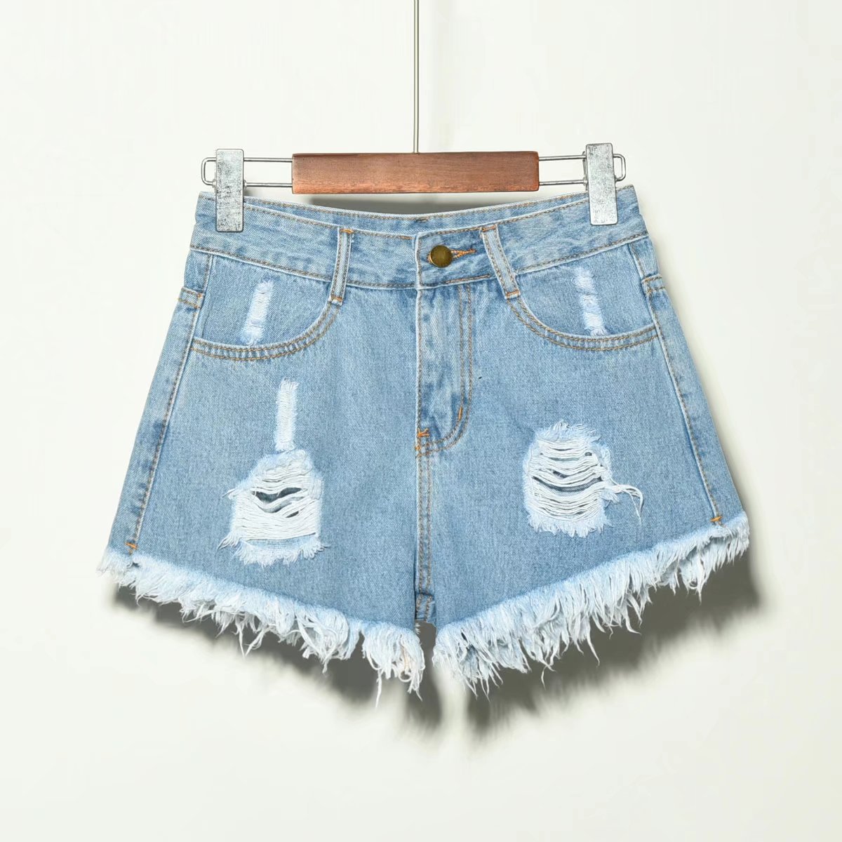 Plus-Size Distressed Denim Shorts with Ripped Details Fringe & Raw Hem Trendy Summer Hot Pants for Curvy Women