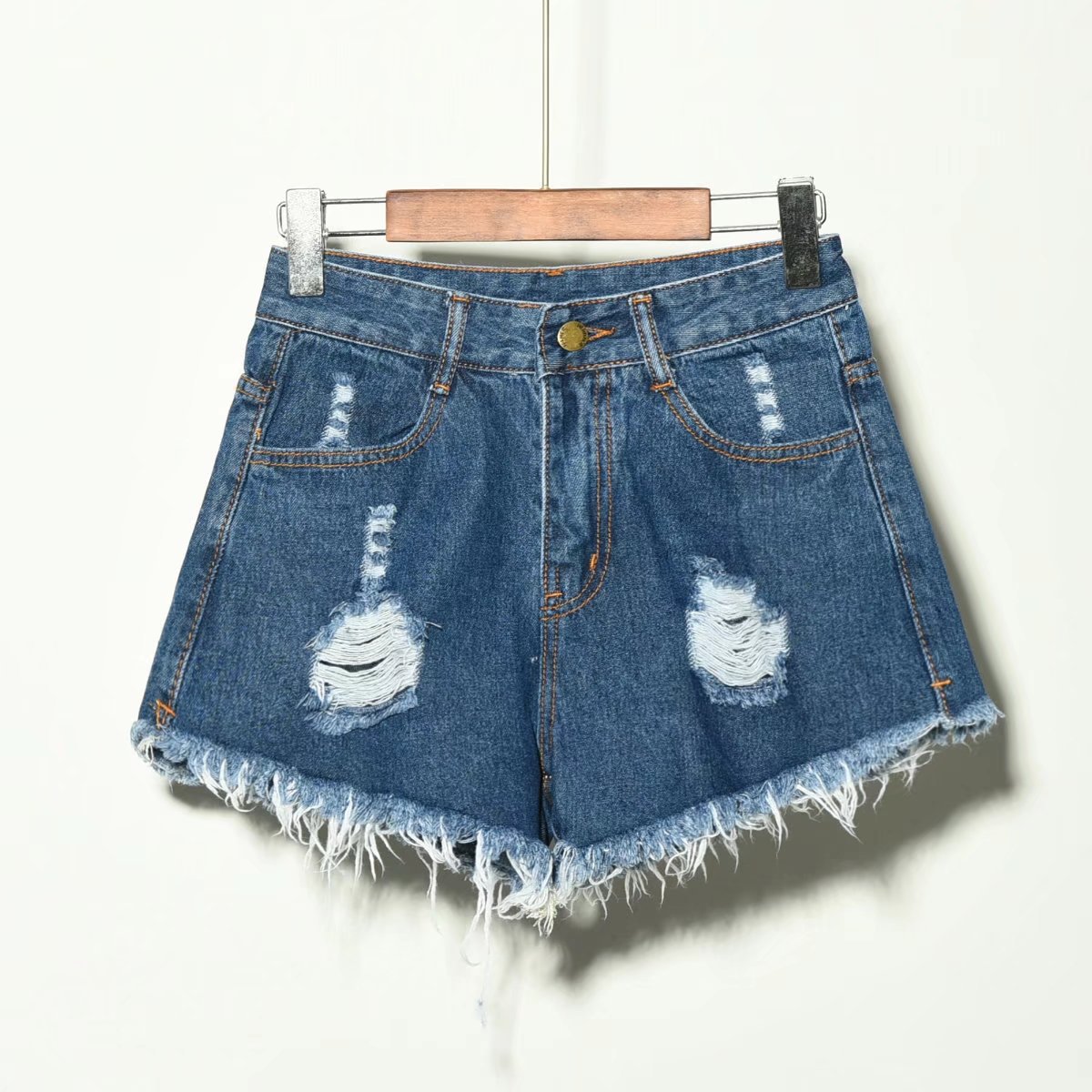 Plus-Size Distressed Denim Shorts with Ripped Details Fringe & Raw Hem Trendy Summer Hot Pants for Curvy Women
