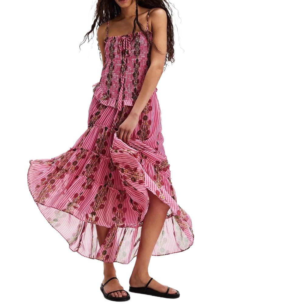 Women's Summer Casual Sleeveless Printed Floral Tiered Dress  