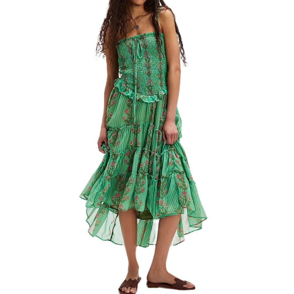 Women's Summer Casual Sleeveless Printed Floral Tiered Dress  