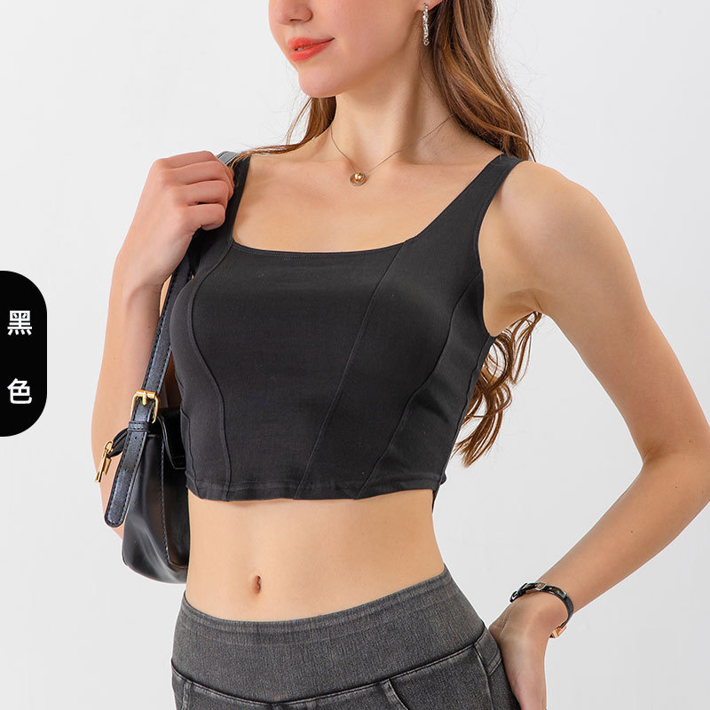 New Arrival Denim Yoga Sports Bra for Women U-Shaped Elastic Slimming Backless Top Quick-Dry Workout & Outerwear