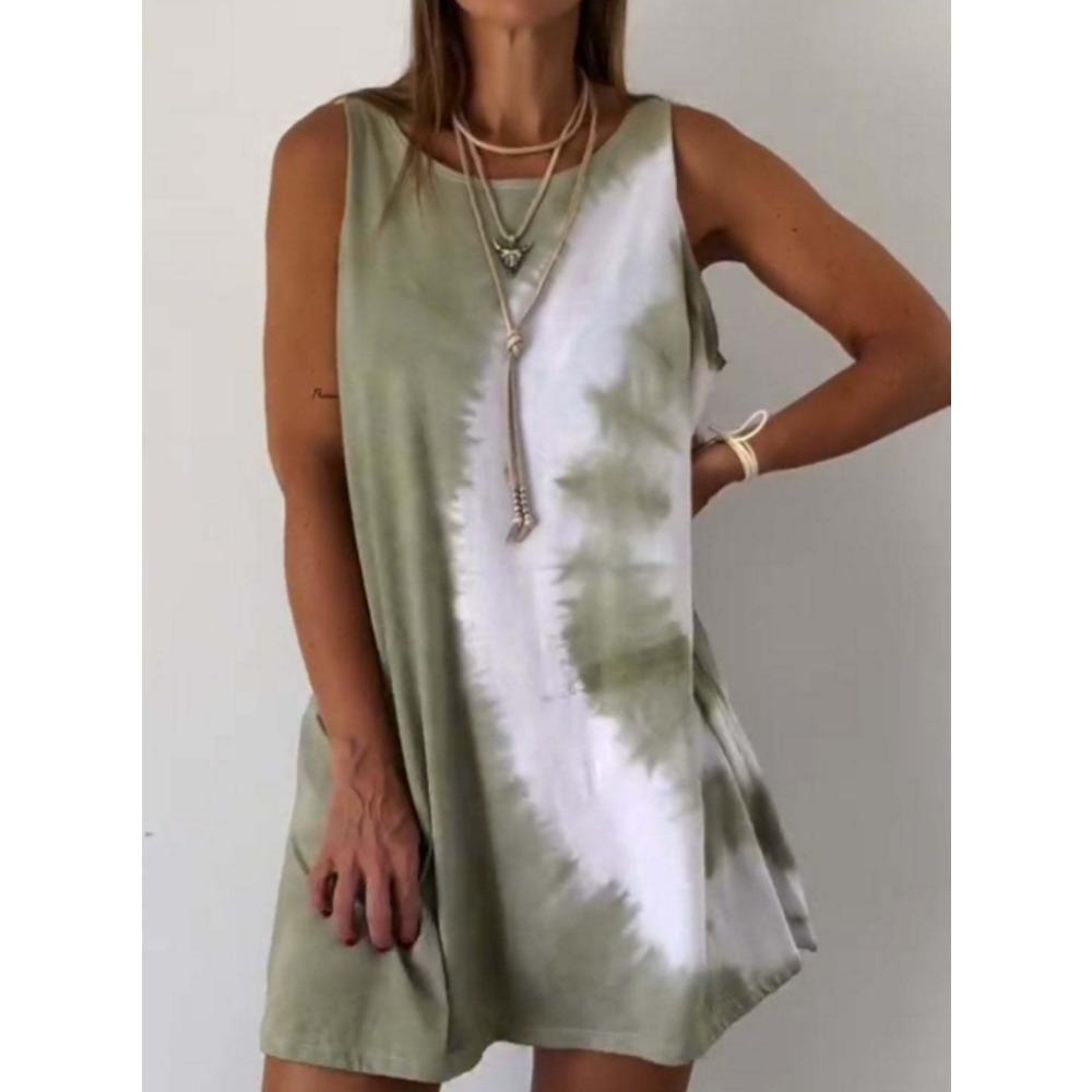 Women Tank Tops Casual Summer Fashionable Tie Dyed, Sleeveless and Simple Vacation Dress