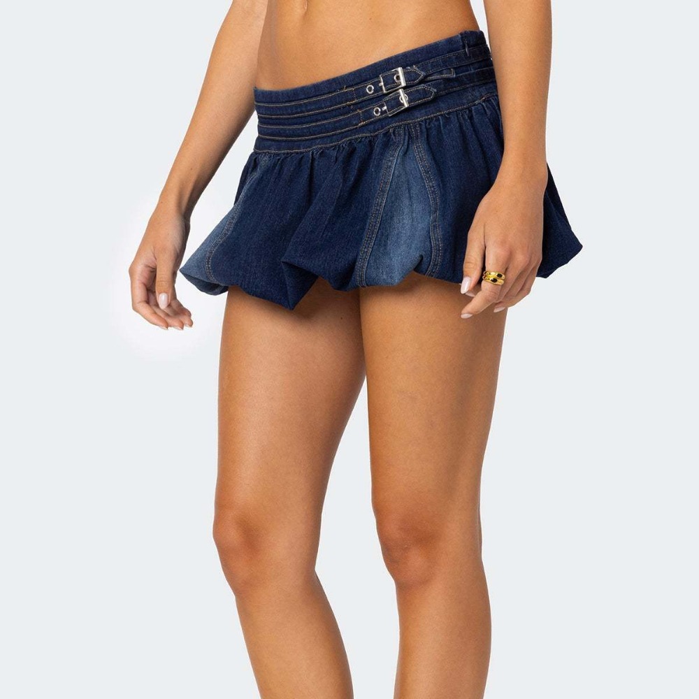 夏季新款美式小众花苞裙低腰百搭牛仔半身裙女