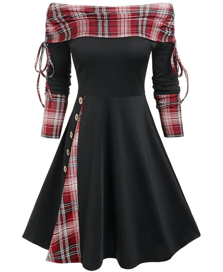 New Arrival Women's Fashion Off-Shoulder Long-Sleeve Maxi Dress Cinched Waist & Flared Silhouette