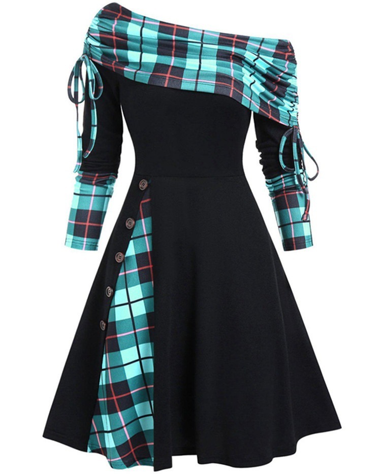 New Arrival Women's Fashion Off-Shoulder Long-Sleeve Maxi Dress Cinched Waist & Flared Silhouette