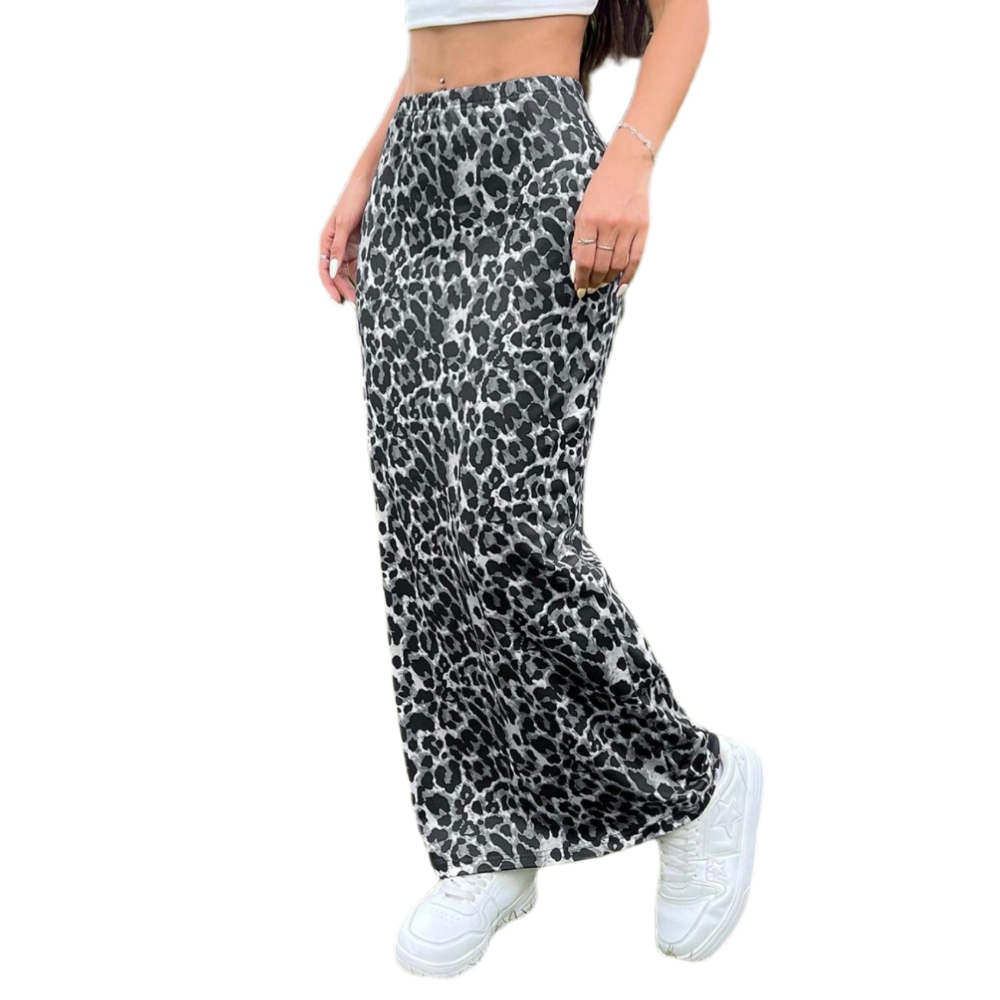 Women's Spring High Waist Bodycon Skirt Leopard Print Stretch Slim Fit Skirt Summer Y2K Retro Club Essential Casual Business Day to Night Maxi Skirt  