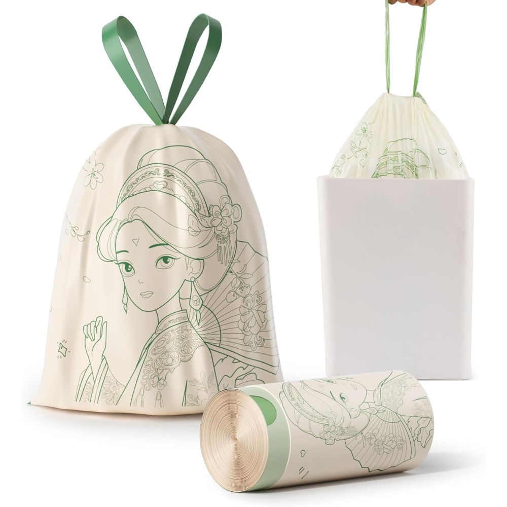 trash bags, 4 Gallon Trash Bags Drawstring, Colorful & Portable Small Trash Bags , Tear-Resistant Garbage Bags 4 Gallon for Bathroom Office Trash Cans, 30/50 Counts 1.5 Liter