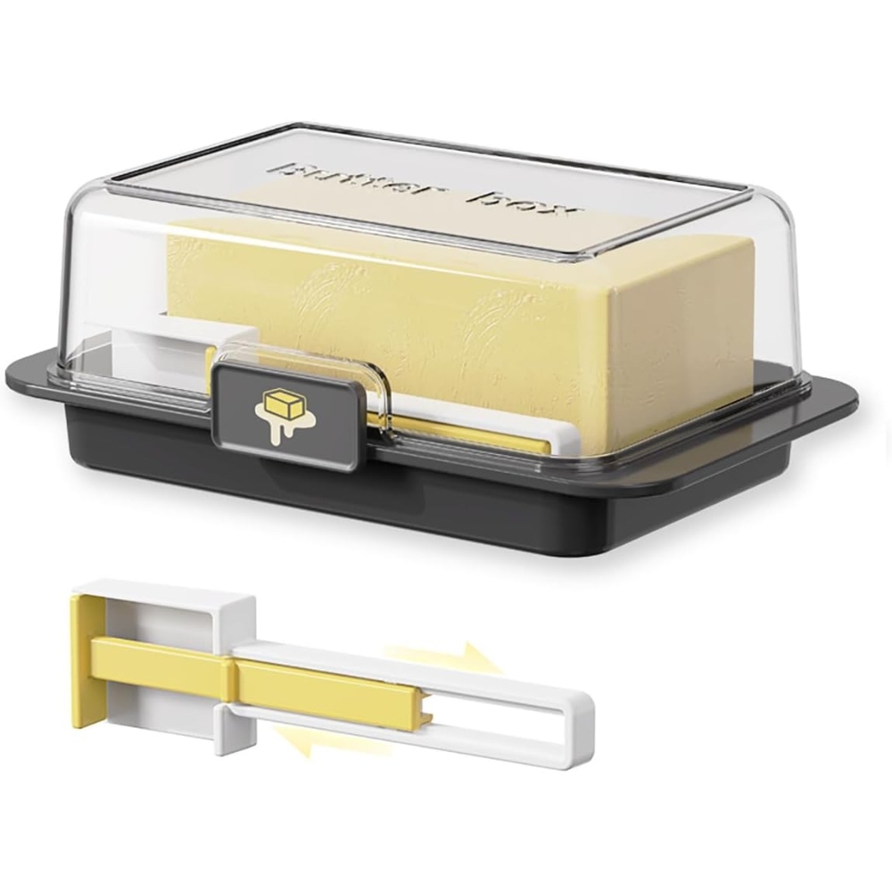 Butter Dish with Precision Spoon, Countertop and Refrigerator, Keep Butter Fresh, Easy Scoop, Plastic Butter Keeper Tray Box for East/West Coast Butter