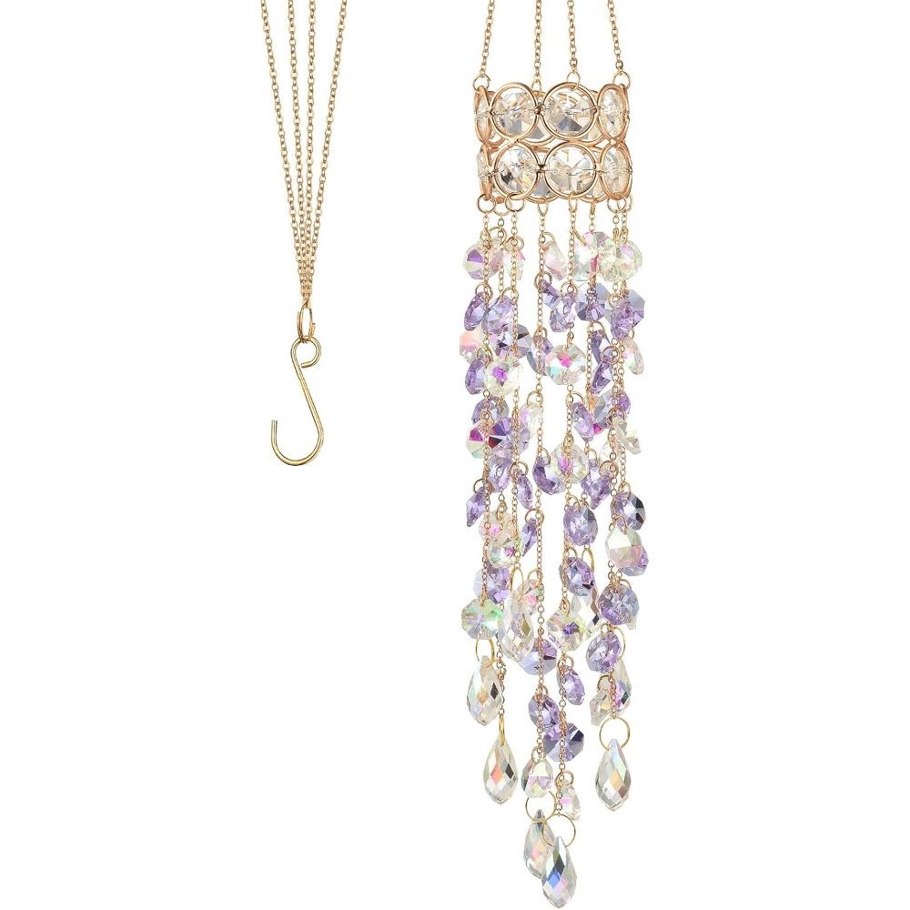 Hanging Window Garden Crystal Sun Catcher, Gold-Plated Sun Catcher for Indoor and Outdoor Decoration, Light Catcher, Party Crystals