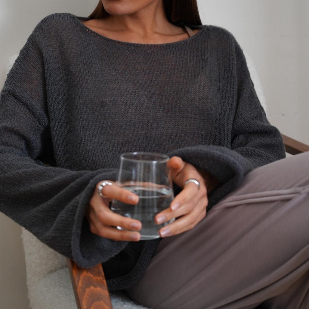 镂空毛衣女柔软宽松针织长袖罩衣