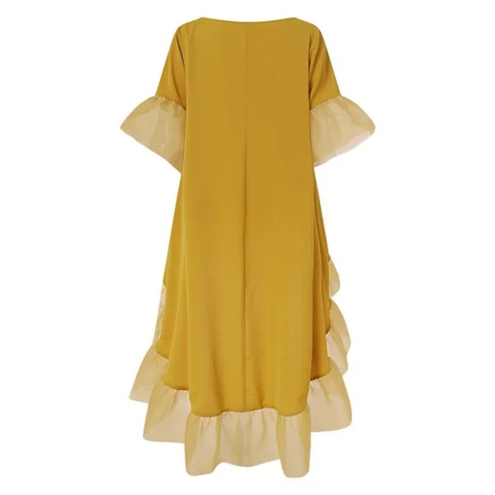 夏季短连衣裙为妇女2025圆领半袖短宽松连衣裙短连衣裙