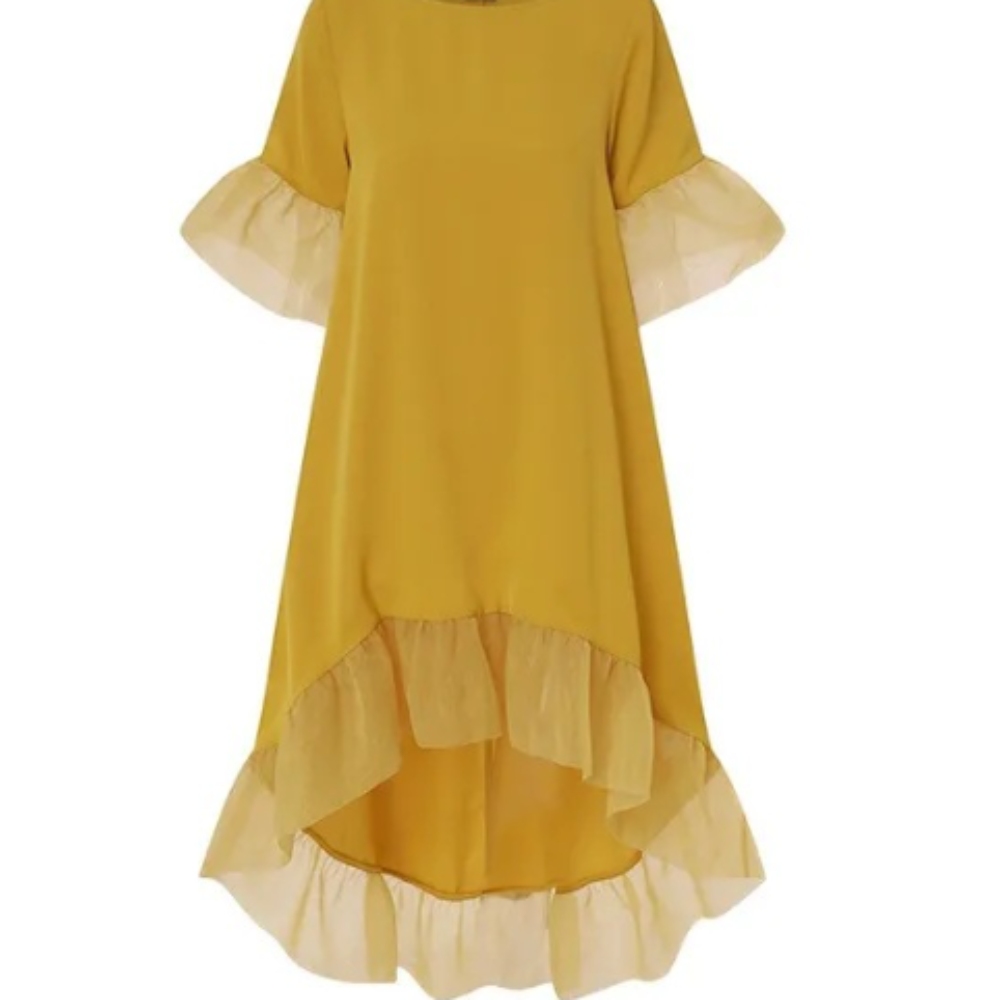 夏季短连衣裙为妇女2025圆领半袖短宽松连衣裙短连衣裙