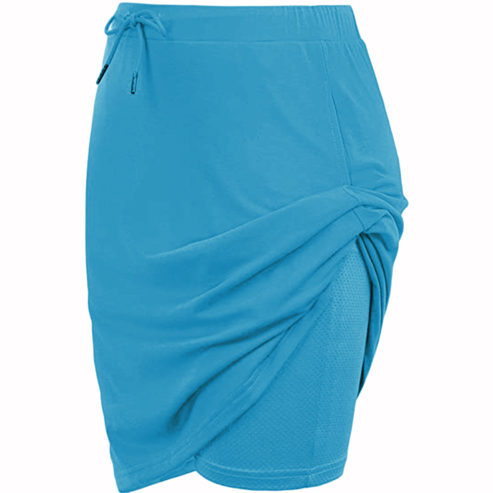 Women's Summer Adjustable Drawstring Waist Skort Shorts Solid Color Two Layer Knee Length Athletic Skirt Shorts with Pockets Casual Sports Skorts Shorts for Tennis Golf Casual Wear