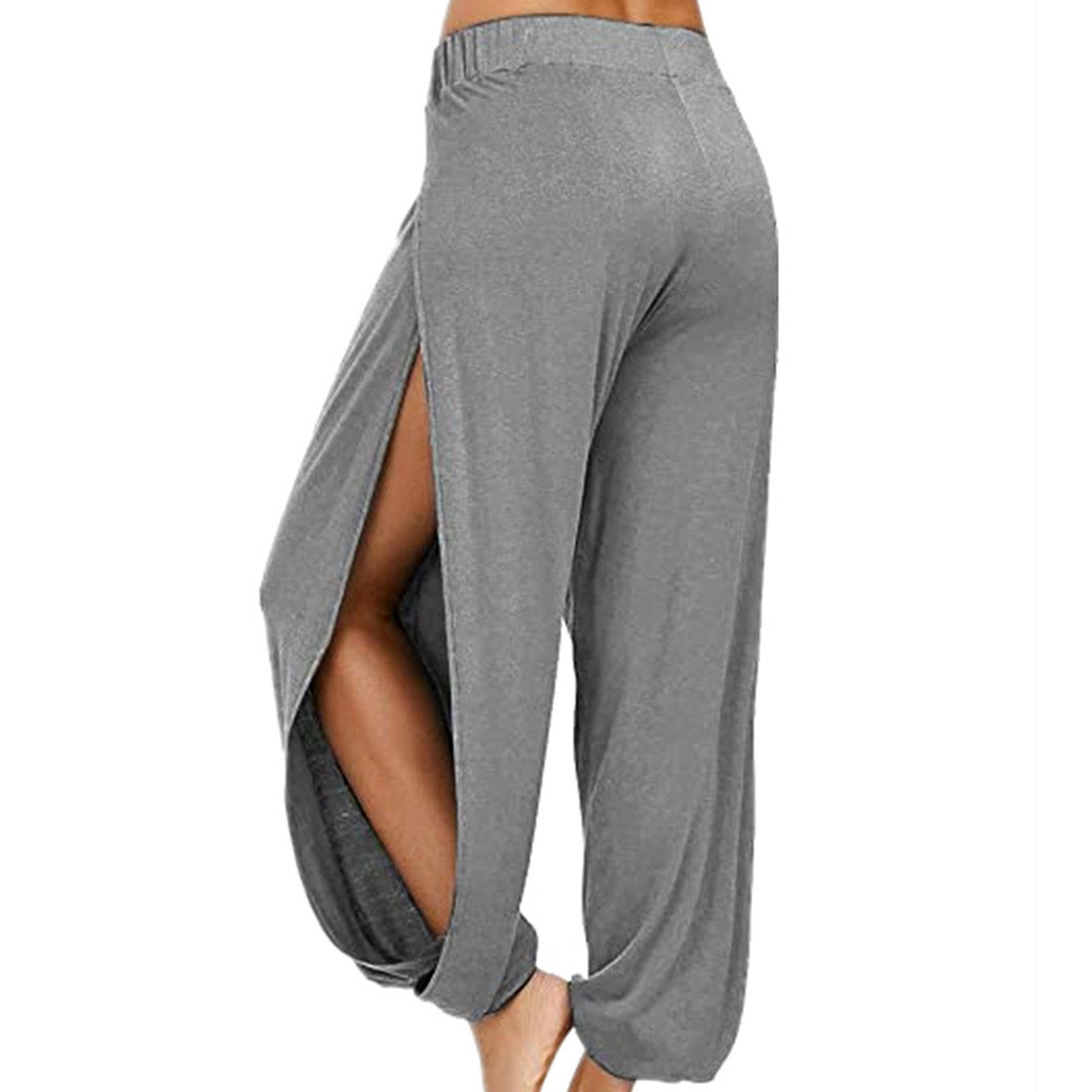 女式侧高开叉运动休闲裤宽松哈伦裤瑜伽裤女