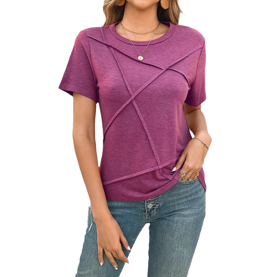 Women's Solid Color Casual Short Sleeve T-Shirt Simple Basic Ladies Top